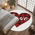 thumbnail image 3 of 3ft Round Rug, Valentine's Day Non-Skid Rubber Backing Large Area Rugs - Living Room Bedroom Home Office, Red Black Plaid Love Sweet Romance Indoor Floor Mat Carpets Washable Rug, 3 of 9