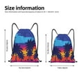 thumbnail image 2 of Xecao Beach with Palm Trees Pattern Sports Drawstring Backpack - String Swim Gym Bag with Wet Proof Pocket for Women&Men-Small, 2 of 6