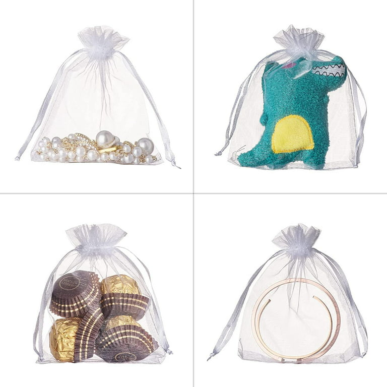 HRX Package 100pcs White Organza Jewelry Bags Drawstring 3 x 4 inch, Little  Mesh Gift Pouches Mini Candy Bags for Small Presents Jewelry Earrings