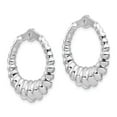 thumbnail image 2 of Real 14kt White Gold Scalloped Hoop Earring Jackets; for Adults and Teens; for Women and Men, 2 of 3