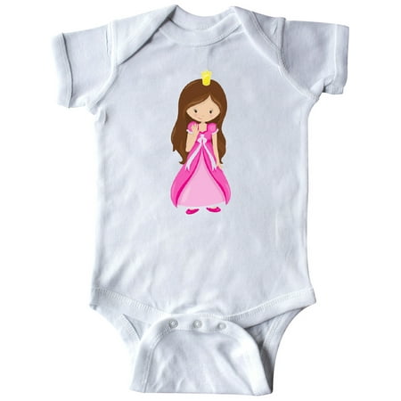 

Inktastic Cute Princess Brown Hair Princess In Pink Dress Gift Baby Girl Bodysuit