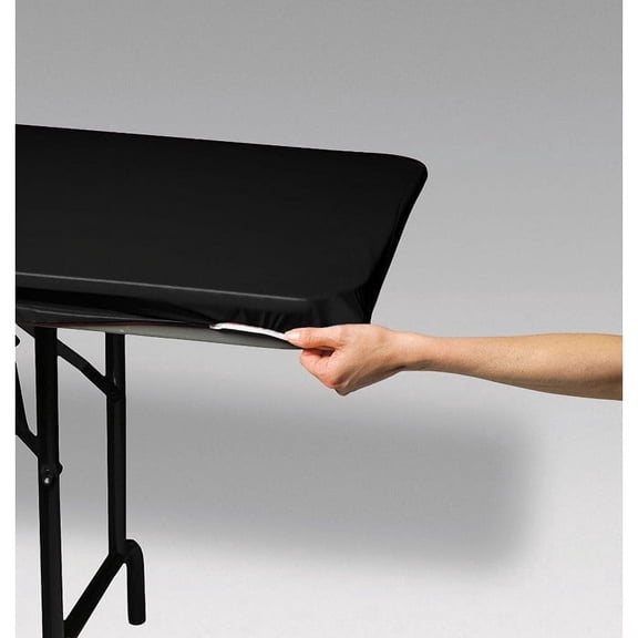 12/Case Bulk Black Stay Put Table Cover 30" x 96"