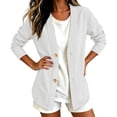 thumbnail image 5 of Classic Denim Cardigan for Women, Long Sleeve Open Front Jean Jacket - Casual Loose Fit Lightweight Shirt Coat for Spring Fall Layering White XXL, 5 of 6