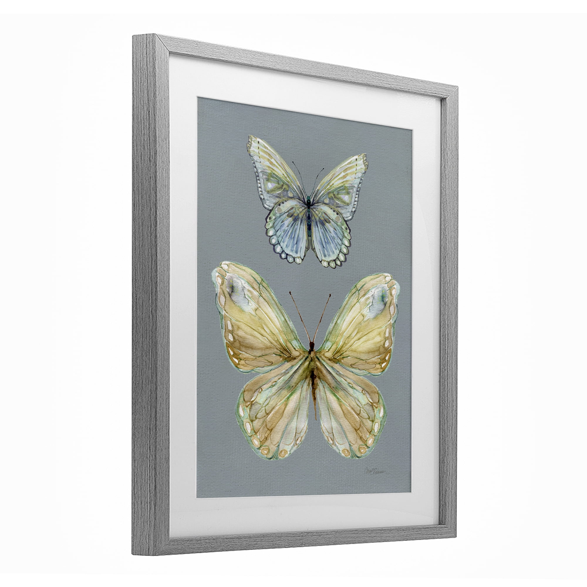 Stupell Industries Delicate Butterflies on Slate Gray Framed Print Under Glass, design by Carol Robinson
