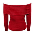 thumbnail image 7 of Women's Pullover Sweater Fall Off Shoulder Long Sleeve Ribbed Knit Fitted Tops Blouse for Casual Wear, 7 of 7