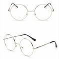 thumbnail image 3 of 4 Pairs of 52mm Men Round Silver Reading Glasses Retro Metal Presbyopic Glasses Women Classic Metal Spring Hinge Readers +1.00, 3 of 3