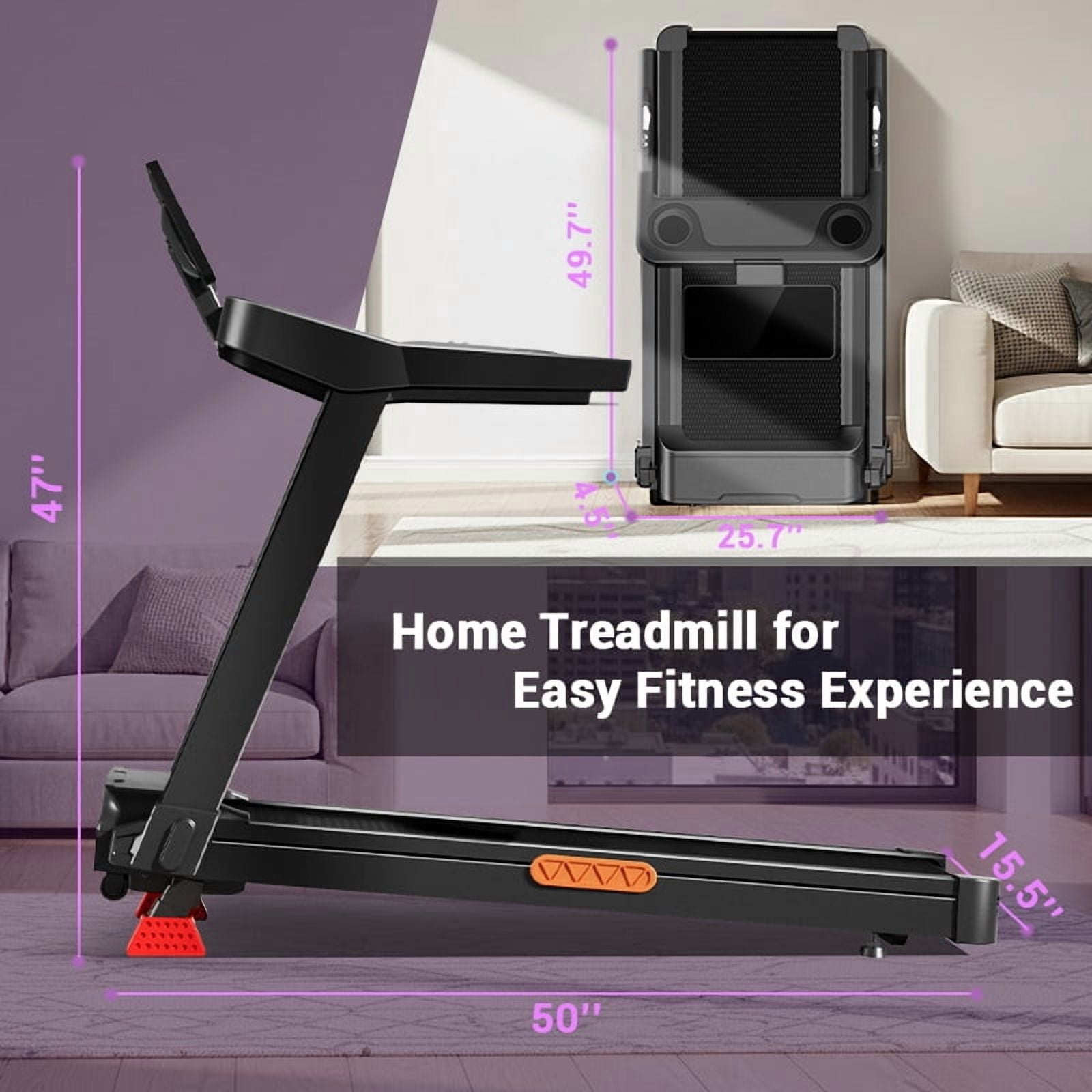 LEZEE 20% Maunal Incline Treadmill, Foldable Home Treadmill with Quiet 3.5 HP Motor, 400LBS Capacity