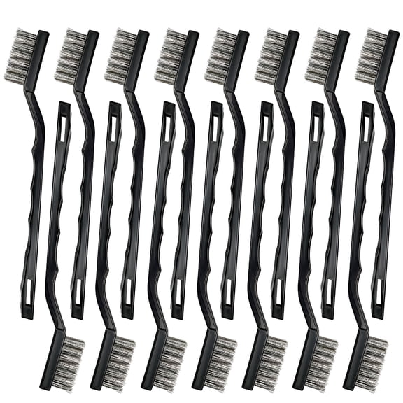 ACDANC 15PCS Mini Stainless Steel Wire Brush Set, Curved Handle Masonry Brushes, Wire Bristle Scratch Brush for Cleaning Welding Slag, Rust, Paint, Metal, Wood, Rust Remover Tool