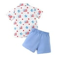 thumbnail image 4 of TOWED22 Toddler Boy Summer Clothes 4th of July Baby Outfits Short Sleeve Button up Shirt And Shorts Set Gentleman Suit（Z14-Sky Blue,18-24 M）, 4 of 8