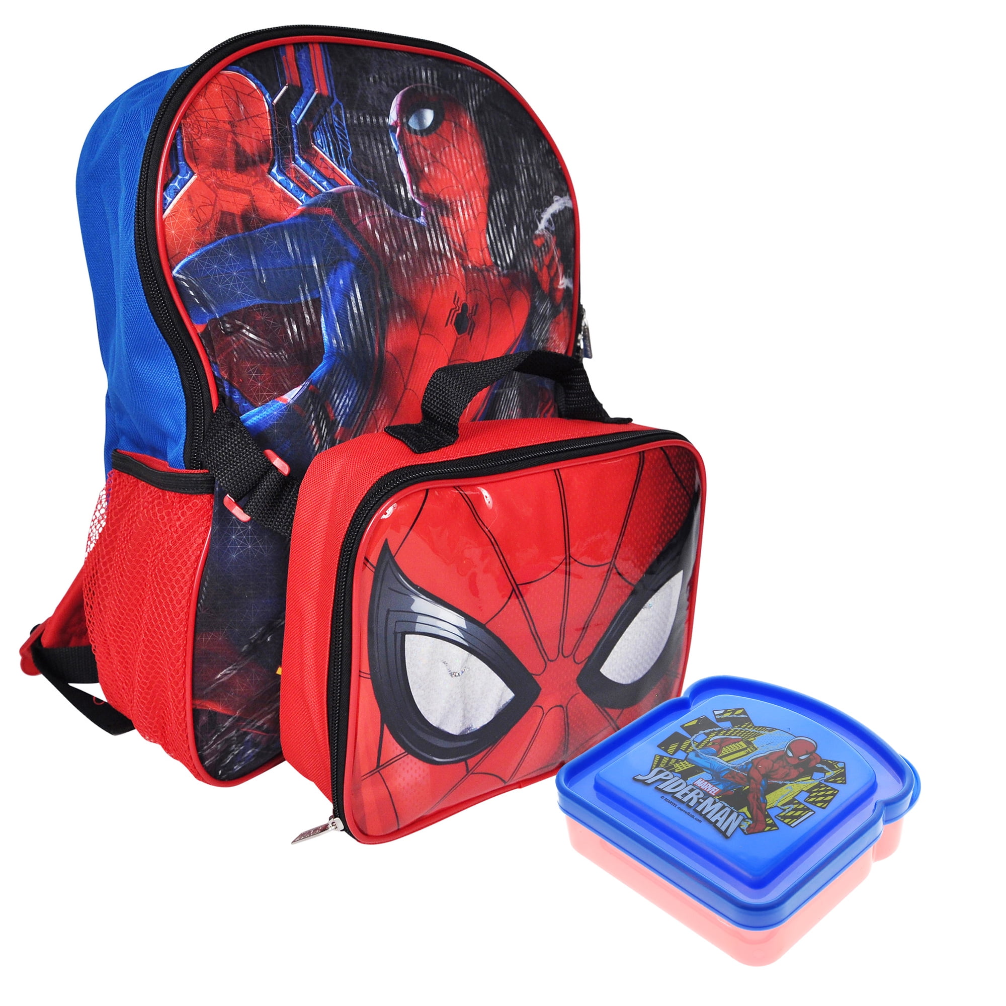 Marvel Spiderman Kid Backpack Bookbag 17/" x 13/" x 5/" with Reflective Strips