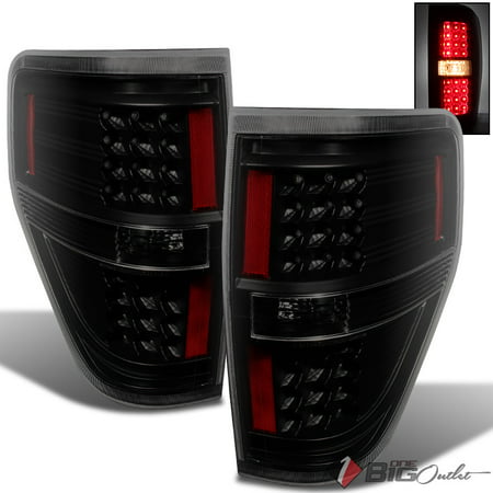 For 2009-2014 F150 Mystery Black Smoked LED Tail Lights w/LED Signal Function Pair Left+Right/2010 2011 2012