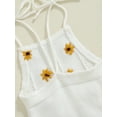 thumbnail image 7 of Suealasg Baby Girl Summer Outfits Daisy/Strawberry Embroidery Sleeveless Tie-Up Spaghetti Strap Knit Romper Shorts 2Pcs Clothes Set, 7 of 7
