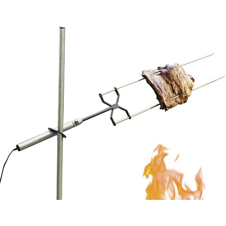 The KANKA GRILL: Heavy Duty Rotisserie Grill for Home + portable for Outdoors. Electric Motor works with 110-240V or batteries. Cook over any grill or fire. ALL steel professional grade equipment