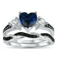 thumbnail image 6 of LaRaso & Co His Hers 3 Piece Trio Sterling Silver Blue Black Wedding Band Engagement Ring Set 6/13, 6 of 7