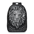 thumbnail image 1 of Mochila para portátil Kiisy 3D de piel de león a la moda para viajes, negra, 1 of 9