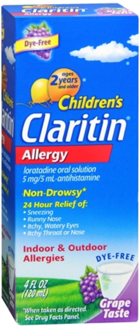 4 Pack CLARITIN Children's Allergy Solution Grape Flavor 4 oz