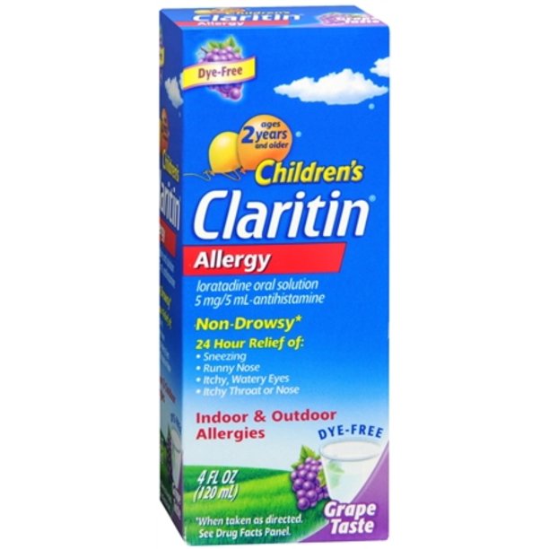 4 Pack CLARITIN Children's Allergy Solution Grape Flavor 4 oz