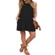thumbnail image 2 of Luxtrada - Vestido playero informal sin mangas para mujer, estilo playero, liso, plisado, con bolsillo (negro, L), 2 of 6