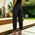 thumbnail image 6 of Women's Baggy Jeans Elastic High Waist Loose Tapered Denim Pants Side Button Detail Y2K Trousers with Pockets Vintage Casual Streetwear Black, 6 of 6