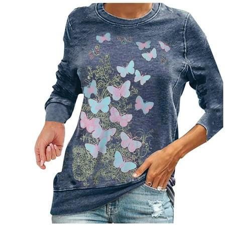 

Sexy Dresses for Women Work Dresses for Women Women s Casual Long Sleeve Waistband Blouse Loose butterfly Print Shirt Shirt Womens Dresses Clearance Sale