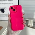 thumbnail image 2 of YWC-étui pour iPhone 14, Design Ondulé Simple Cadre Ondulé Silicone Souple Esthétique pour iPhone 14, Rose Vif, 2 of 4
