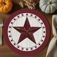 thumbnail image 2 of Fall Round Placemats Set of 4 Barn Star Red Place Mats Thanksgiving Woven Placemat Rustic Wood Grain Circle Braided Table Mat for Kitchen Dining Table Autumn Party Home Decor 15 Inch, 2 of 9