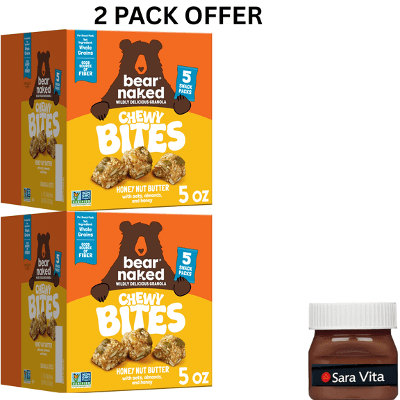 Bear Naked Chewy Granola Bites, Whole Grain and Fiber, Honey Nut Butter, 5oz Box (5 Pouches)