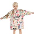 thumbnail image 3 of Chihuahua and Flower Florals Blanket Hoodies for Kids 6-13YR Oversize Wearable Blanket Hoodies for Boys Girls Teens, 3 of 7