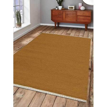 Rugsotic Carpets Hand Weave Kelim Woolen 8' x 10' Contemporary Area Rug Plum D00111-Color:Gold,Material:Kilim,Shape:Rectangle,Size:5' x (Best Colors For Brown Carpet)