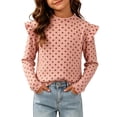 thumbnail image 5 of Bovxnpu Girls Long Sleeve Shirts Undershirts Girls Heart Print Long Sleeve Floral Base Layer Pullover Top Outfits, 5 of 6