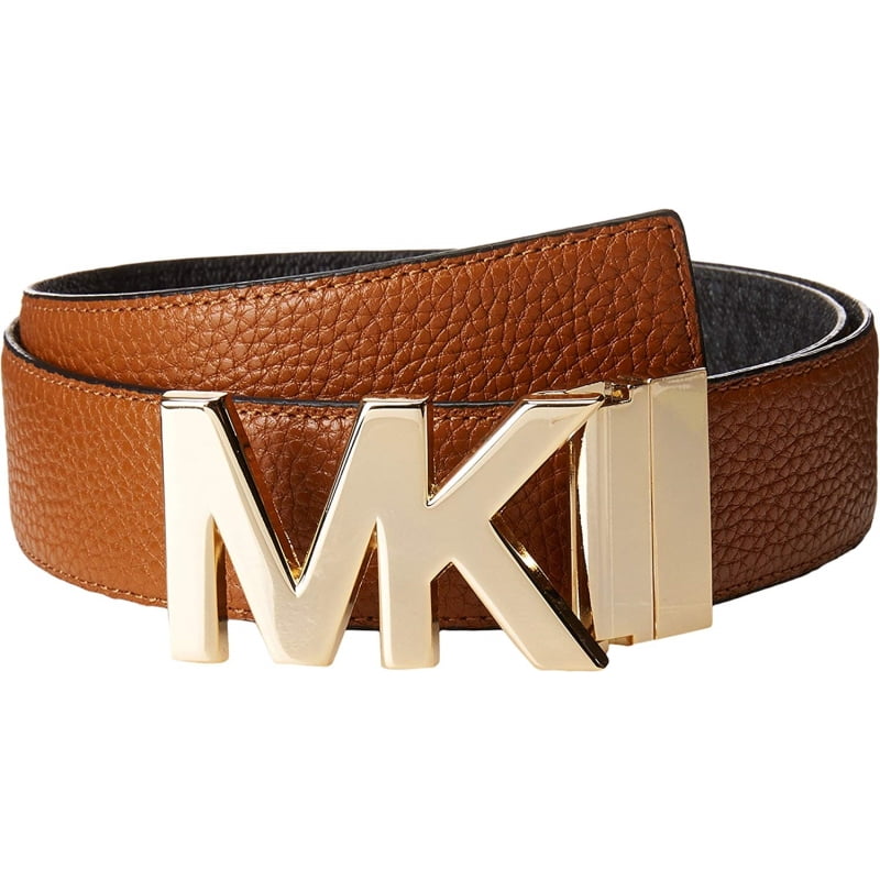 Michael Kors Women's 38mm Reversible Pebble to Logo Belt on MK Plaque ...