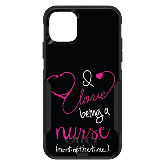 DistinctInk OtterBox Commuter Custom Case for Apple iPhone 15 (6.1" Screen) - Show Your Support for Nurses - Slim Profile Design