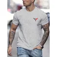 thumbnail image 3 of Camiseta de manga corta con cuello redondo y estampado de toro, informal, holgada, 100 % algodón, para verano para hombre, 3 of 5