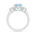 thumbnail image 2 of ANGARA Natural 1.6 ct Aquamarine and Diamond Three Stone Engagement Ring in 925 Sterling Silver for Women (Size-8mm) | March Birthstone, Anniversary, Jewelry Gift for Women | Natural Aquamarine Ring, 2 of 12