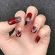 thumbnail image 1 of Uñas prensadas en forma de corazón Uñas postizas medianas Diseño burdeos francés Uñas postizas para el día de San Valentín Diseño con brillo plateado Uñas postizas cuadradas, 1 of 3