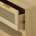 thumbnail image 6 of Oufan 31.50" Rattan Storage Cabinet with 3 Drawers, Freestanding Floor Storage Unit for Living Room, Entryway, Natural, 6 of 8