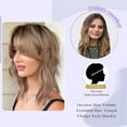 thumbnail image 4 of SUCS Dark Brown Wavy Bob Wig Natural Brown Curly Bob Wig with Curtain Bangs for Black Women Synthetic Wig, 4 of 5