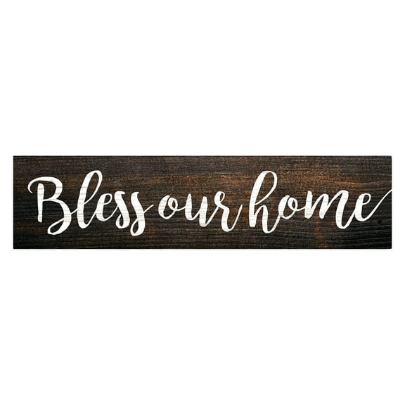 P. Graham Dunn Bless Our Home Script Design Distressed 6 x 1.5 Mini Pine Wood Tabletop Sign Plaque