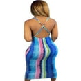 thumbnail image 4 of Women Halter Bodycon Sleeveless Ruched Spaghetti Strap Tie Dye Printing Club Party Mini Dress, 4 of 6