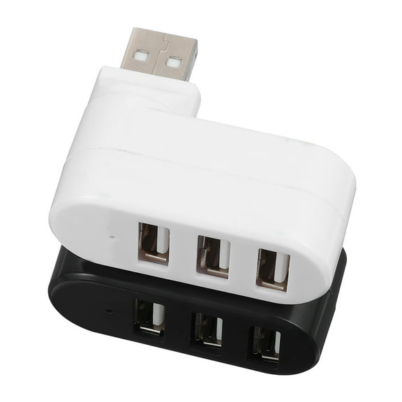 2 Pcs USB 2. 0 Hub Adapter Port Heat Dissipation Black