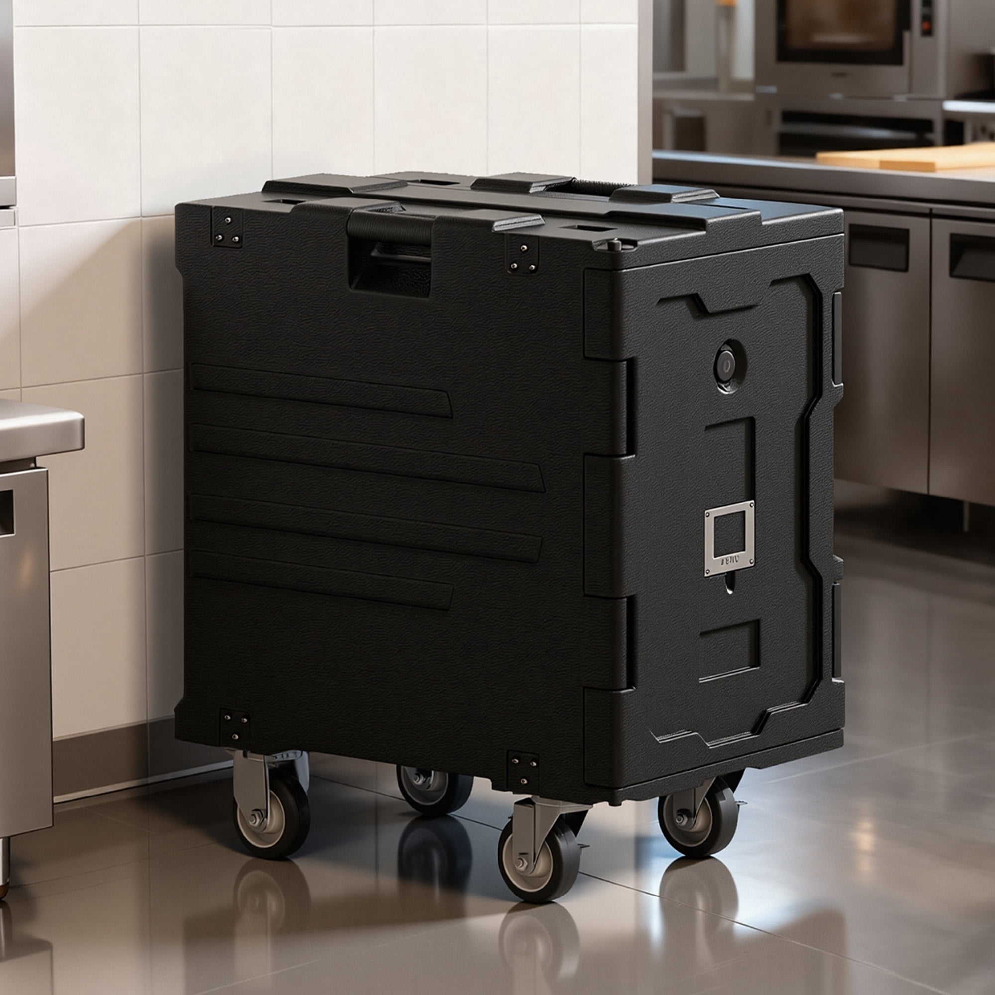 Uforic 95 Qt Insulated Food Pan Carrier, LLDPE Catering Hot Box with Stainless Steel Pan and Lockable Swivel Casters, Stackable Food Warmer Holds 6 Full-Size Pans for Restaurant & Events