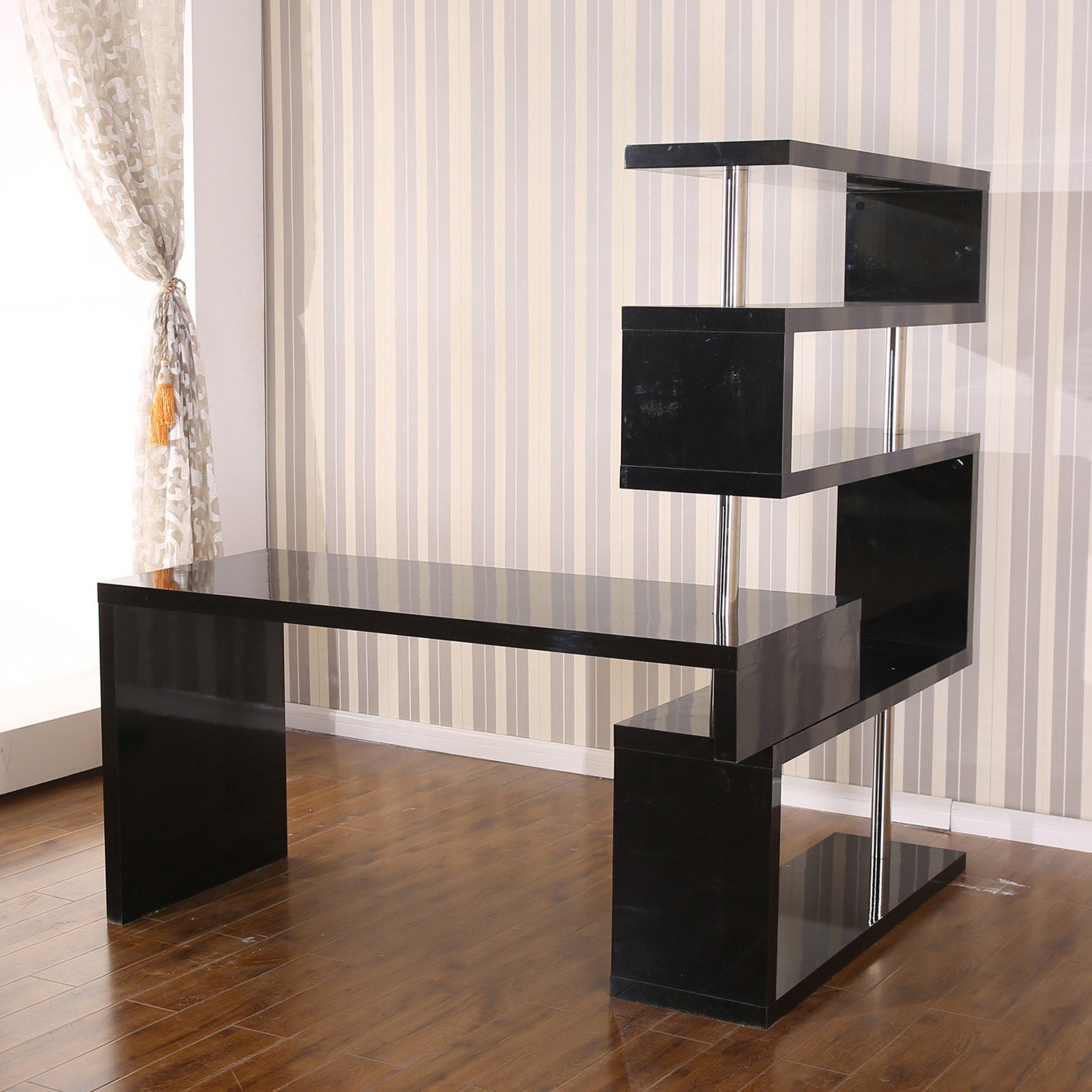 Homcom Rotating Home Office Corner Desk And Shelf Combo Walmart Com