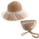 thumbnail image 1 of Sombrero de 56-58cm de circunferencia para mujer, sombrero de paja con perlas de encaje y bolso de paja, conjunto de sombrero de playa protector solar para el verano, 1 of 5
