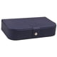 thumbnail image 1 of Estuche de almacenamiento de joyas de cuero sintético, caja de viaje para pulseras, anillos y brazaletes. Azul, 1 of 9