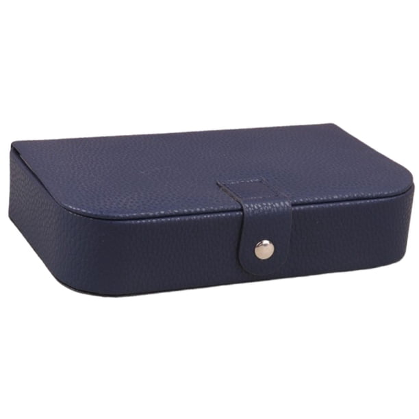 Estuche de almacenamiento de joyas, caja de viaje portátil para collares, anillos y pendientes. Azul