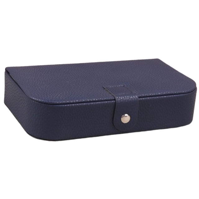 Estuche de almacenamiento de joyas de cuero sintético, caja de viaje para pulseras, anillos y brazaletes. Azul