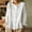 White, variant on Womens Cotton Linen Shirts Long Sleeve Button Down Crewneck Ruffled Blouses Trendy Casual Loose Cute Comfy Tops