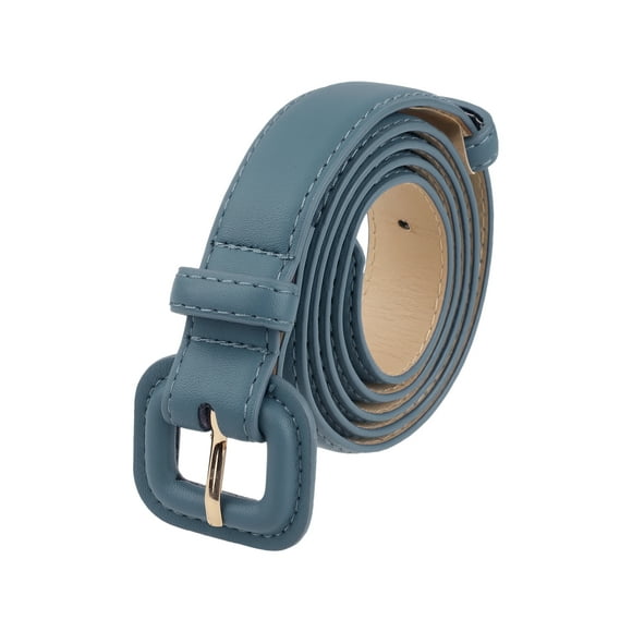 Cinturones Puro de 0.9" de Ancho INSPIRE CHIC para Mujeres, Cinturón de Cuero Sintético de Moda Casual para Jeans, Pantalones y Vestidos 44.9x0.9" (LxA) Azul Bondi