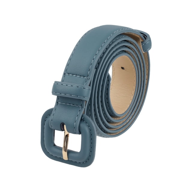 Cinturones Puro de 0.9" de Ancho INSPIRE CHIC para Mujeres, Cinturón de Cuero Sintético de Moda Casual para Jeans, Pantalones y Vestidos 44.9x0.9" (LxA) Azul Bondi