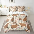 thumbnail image 2 of Manfei Lovely Capybara 7-Piece Bedding Comforter Set,Kids Kawaii Kapibara King Bedding Sets,Cartoon Lavender Rose Floral Bed Sheets For Boys Kids,Microfiber Bedroom Decor Reversible, 2 of 8